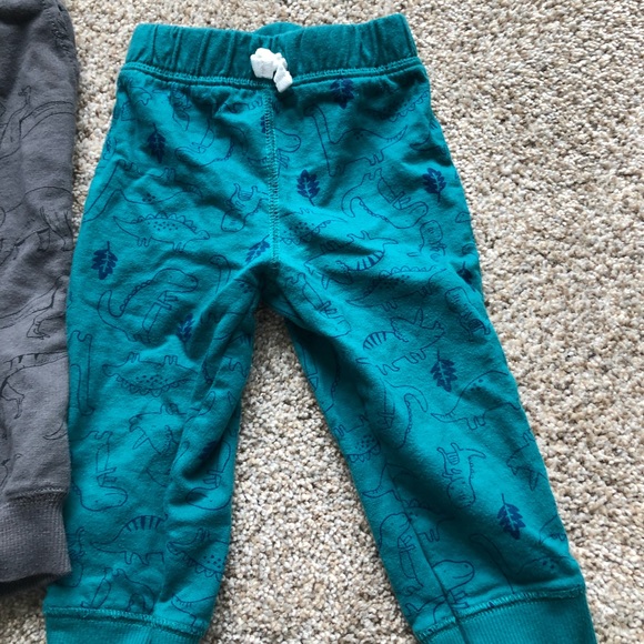 EUC- Carters 2 Pairs of Dinosaur Pants; Dark Grey & Aqua Blue- size 12 months - Picture 3 of 12